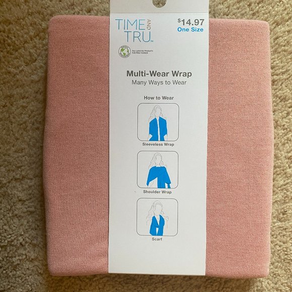 Time And Tru Multi Wear Wrap. Color Pink, Shoulder wrap , Sleeveless Wrap NWT - Picture 1 of 2